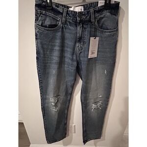 paperdenim&cloth Distressed Blue Tapered Denim Jeans 5-Pocket Men's 32x30 NEW